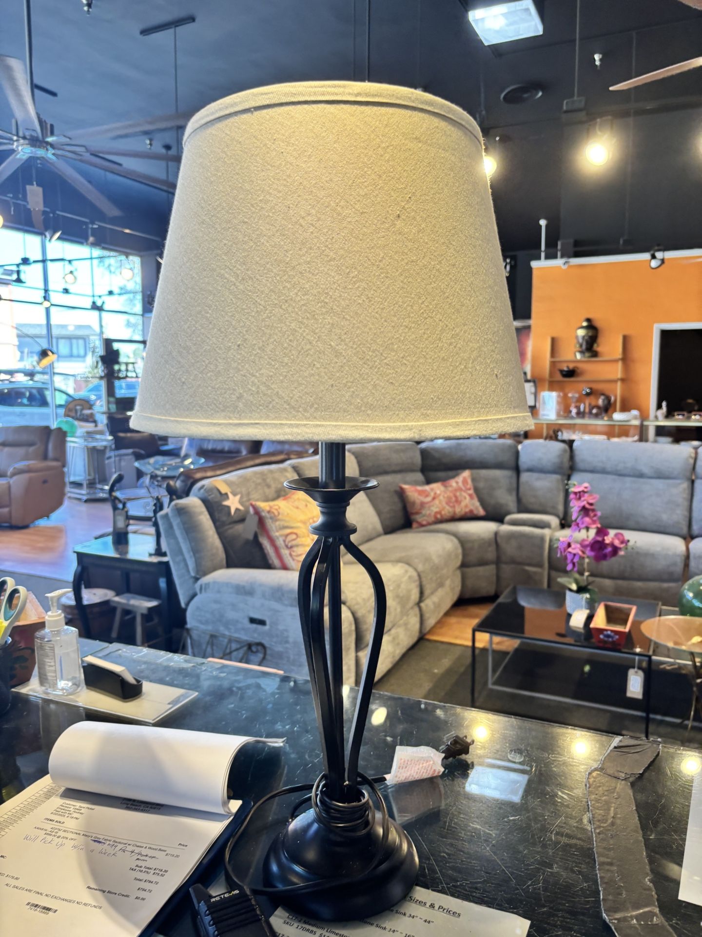 Tuscan Style Lamp W/ Ivory Shade And Black Base - SKU: S3Z7DA