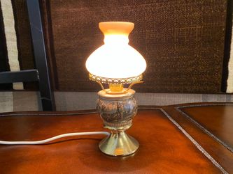 Petite Vintage Murray Feiss Hunt Scene Hurricane Lamp