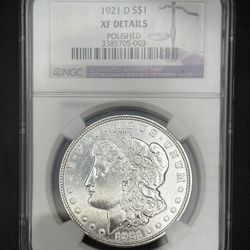 1921 D S$1 XF DETAILS POLISHED MORGAN DOLLAR