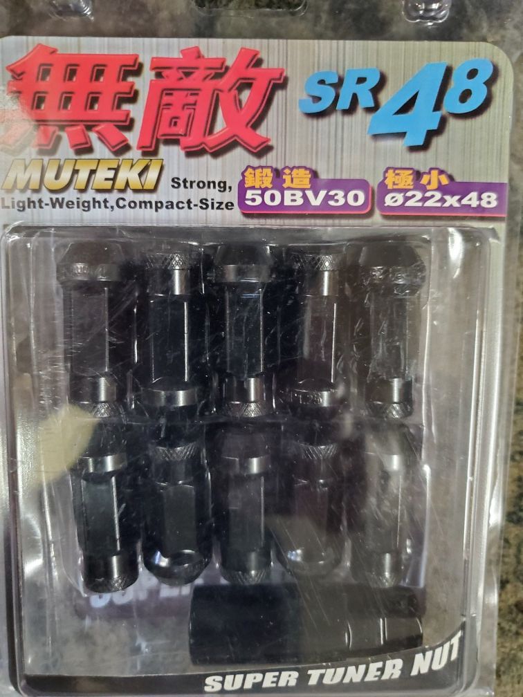 Muteki SR48 12x1.25 Black Tuner Lugs Lug Kit Lug nuts for Rims Wheels