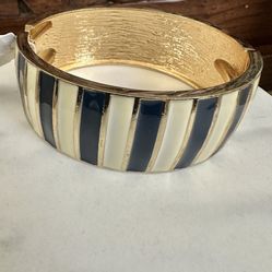 Charming Charlie Blue Gold Tone Enamel Bangle Bracelet 