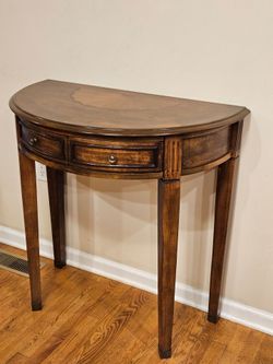 Demilune Half Moon Console Table With Drawer In A Cherry Finish