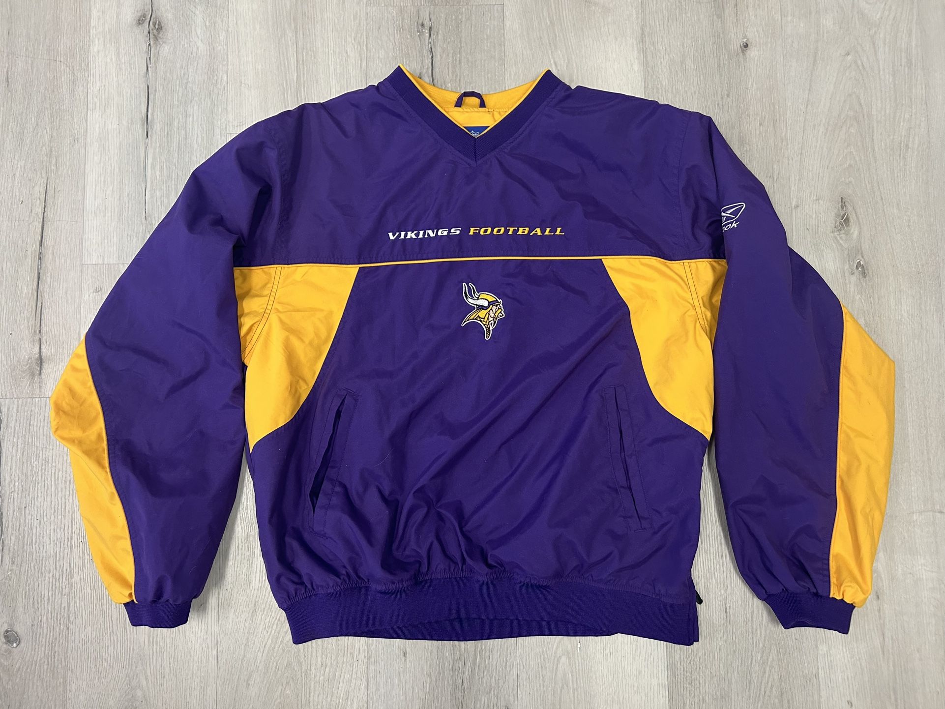 Vintage Reebok NFL Minnesota Vikings Pullover Jacket LARGE Windbreaker EUC Y2K