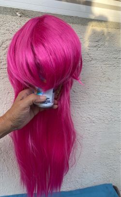 Hot Pink Synthetic Hair Long Layered Wig Halloween Costume