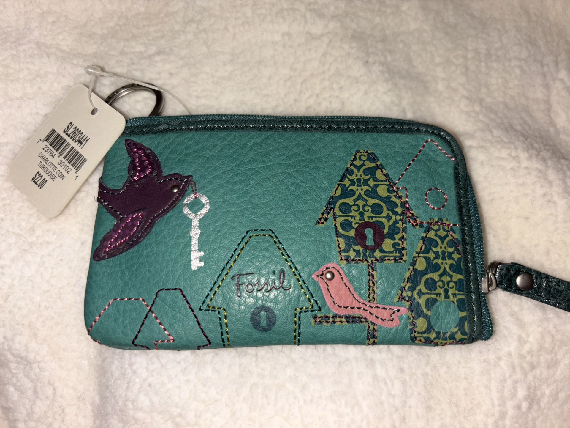 Fossil Leather Keychain Coin Wallet