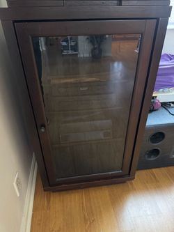 Dark Wood Glass Door Display Cabinet
