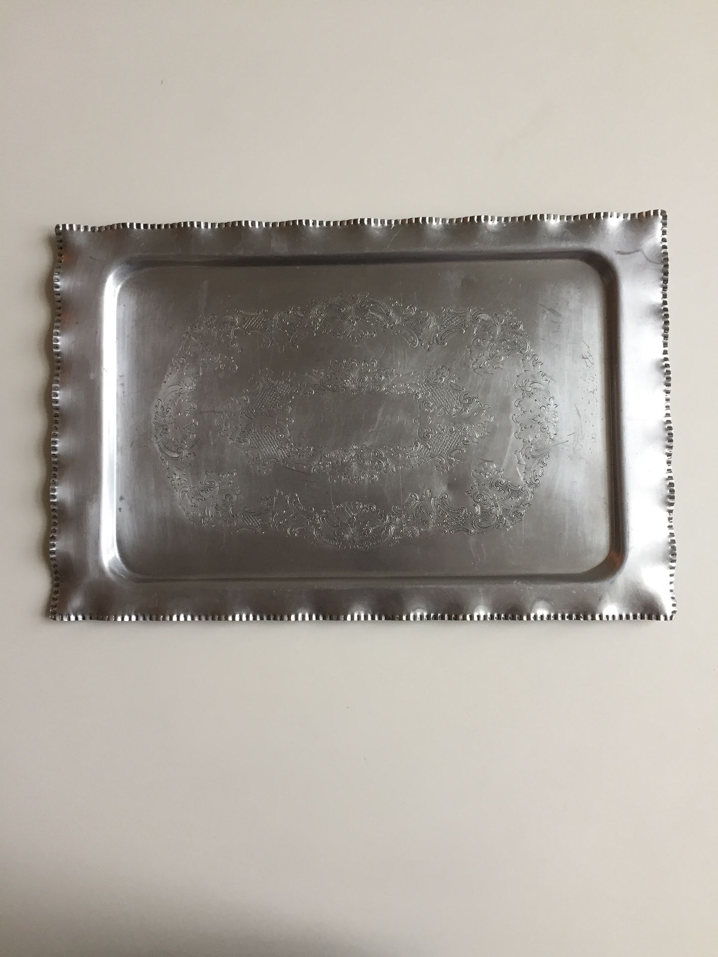 Antique Stylish Metal Tray. Excellent condition. 17 in x 11 in.
