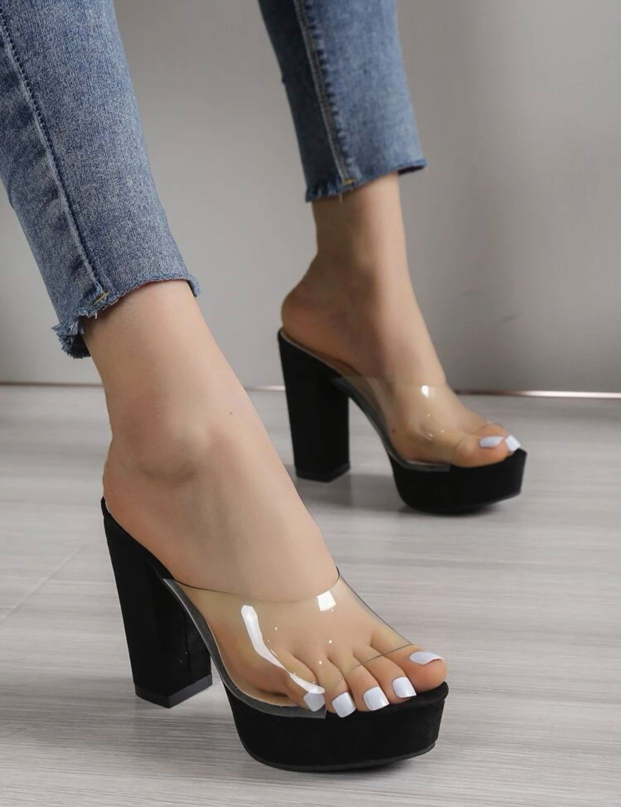 Clear Women’s Chunky Heels