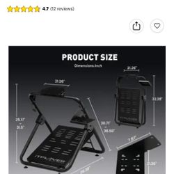 GTPlayer - Sim Racing Wheel Stand Simulator Cockpit Wheel Stand fit forLogitech,Thrustmaster, CSR pedals etc - Black