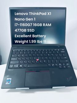 Lenovo ThinkPad X1 Nano Gen i7-1160G7 16GB RAM 477GB SSD Excellent Battery