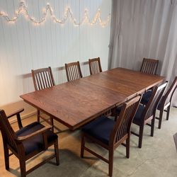 Made in Canada Large wood dining set for 8 persons