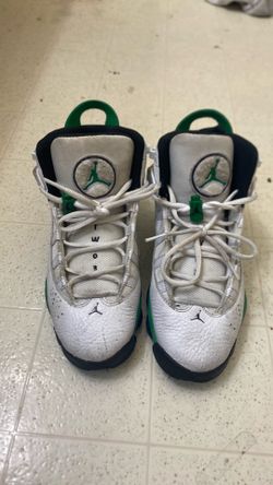 Jordan 6 rings green and black and white size 6