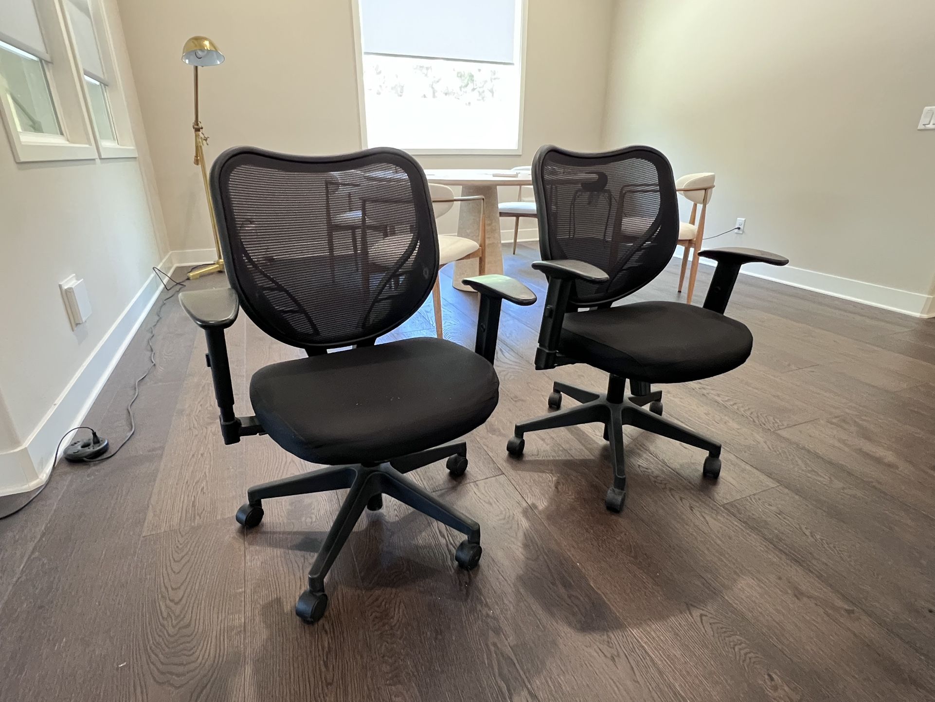 HON Mesh-Back Rolling Chairs, Swivel, Recline, Adjustable Height, A Office Must-Have! $25 For TWO!