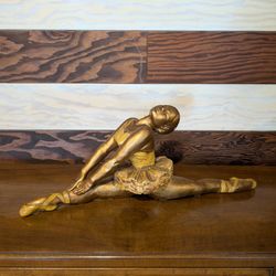 Large Beautiful Gold Ballerina Statue Decor