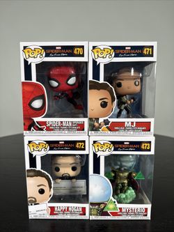 Funko Pop! Spider-Man Far From Home (4 LOT) (Spider-Man,MJ,Happy Hogan,Mysterio)