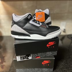JORDAN 3 BLACK CEMENT SIZE 12 🔥