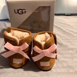 UGG Baby Booties with Pink Bow