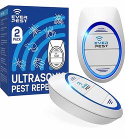 Ultrasonic Pest Control Repeller (2-Pack) Plug in Flea Rat Roach Mosquito Cockroaches Rodent Spider Scorpion Fruit Fly Insect Indoor Plug Getter Robo 