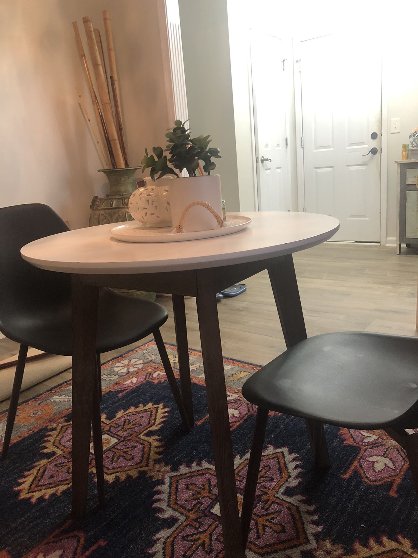 Modern table and two chairs