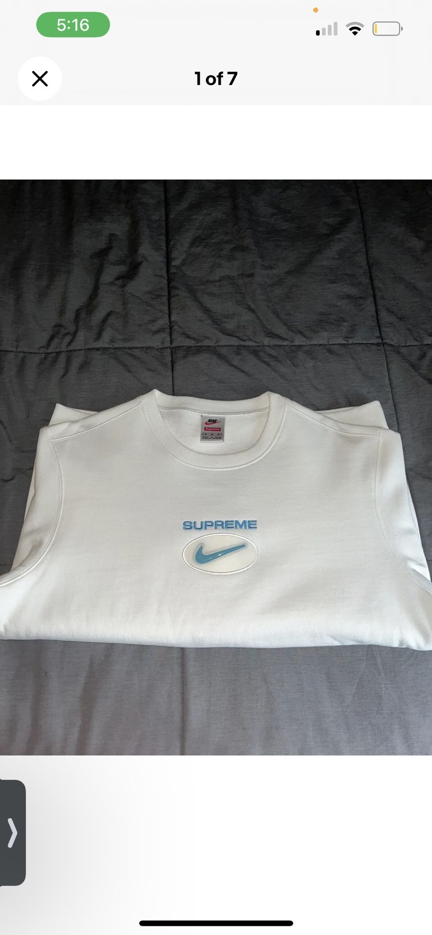 Supreme X Nike White Crewneck Mens Medium