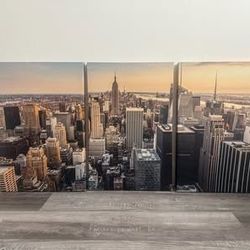 Large NYC Manhattan Skyline 3-Piece Canvas Wall Art Triptych