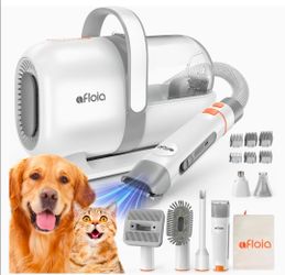 Afloia 6-in-1 Dog Grooming Kit, Pet Grooming Vacuum for Shedding, Dog Hair Vacuum with Clipper Nail Trimmer Grinder, Pet Brush Groomer at Home, Low No