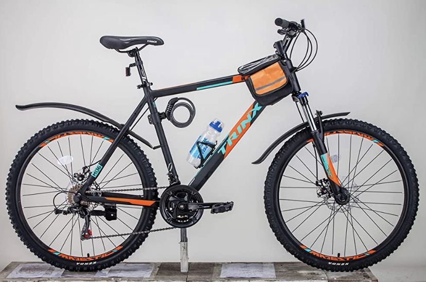 Trinx MTB Mountain Bike 26 inch Shimano 21-Speed with Mudguard,Bottle, Saddle Bag,Lock,Tool