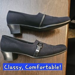 MUNRO Black Leather & Fabric Women's Shoe Sz 9