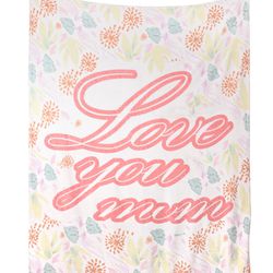 DN DECONATION Mothers Day Blanket From Son, Soft Love You Mom Blanket With Colorful Flowers, For Mom 78 X 59 Inches Love You Mum 78.74"X59.05"