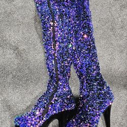 Purple Sequence Pleaser Boots