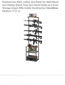 Poyilooo Gun Rack, Indoor Gun Racks for Wall Mount Gun Display Stand, Floor Gun Stand Holds up 5 Guns Storage Airgun Rifle Holder Hunting Gun Shelf