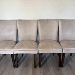 Set of 4 Upholstered Dining Chairs – Neutral Beige