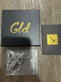 GLD 24” Diamond Micro Tennis Chain And Iced Out Cross White Gold Plated