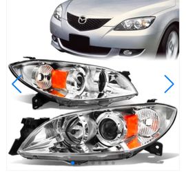 New Pair Projector Headlights 2004-2009 Mazda 3 Sedan headlamp left right