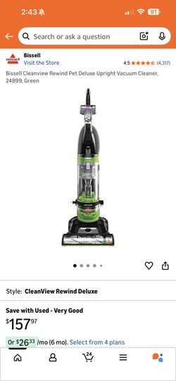 Like New Bissell Cleanview Pet Deluxe Upright Vacuum Cleaner w/Retractable Cord 