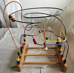 1982ish Anatex Rollercoaster Wooden Bead Maze Run a classic educational activity toy