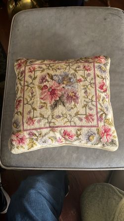 Wool needlepoint pillow
