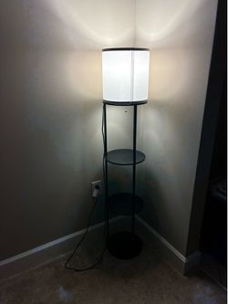 Moving Sale - Modern Black Floor Lamp with Shelves + FREE Wooden Coasters