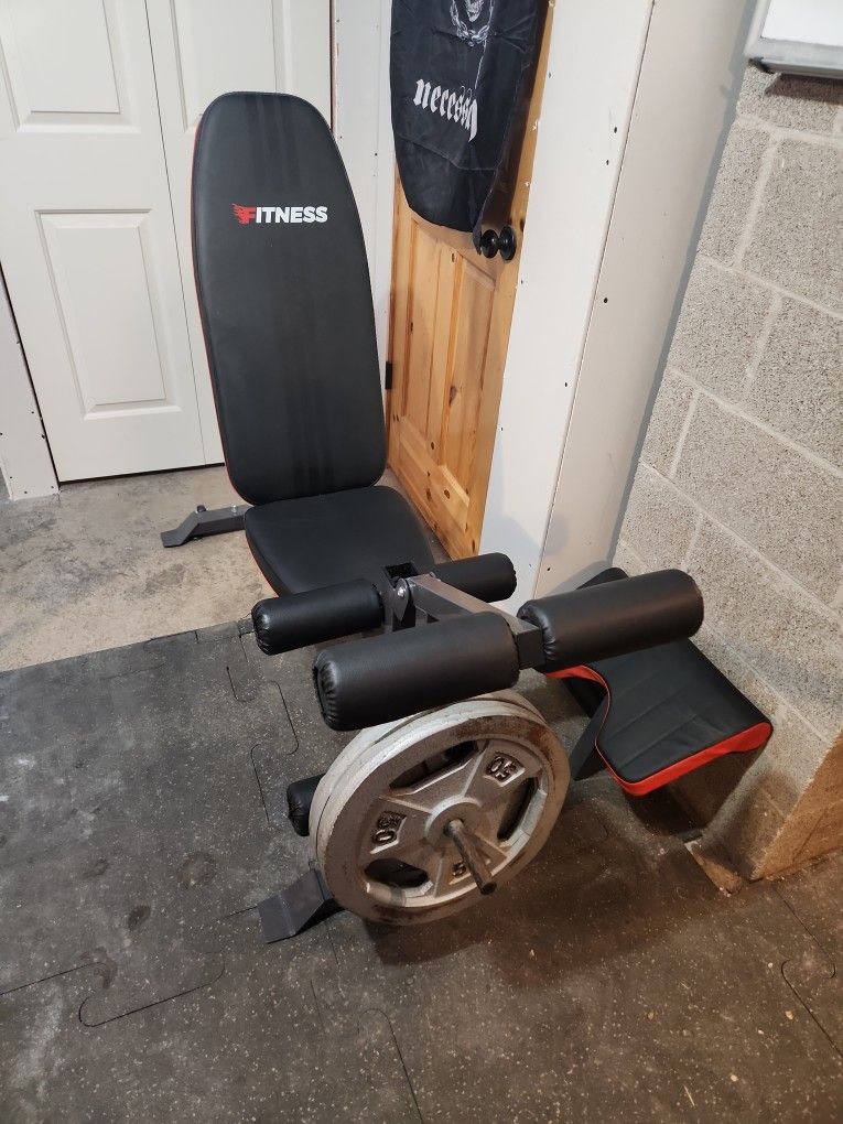 Adjustable Weight Bench Plus 100lbs Of Weight