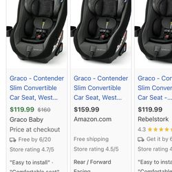 Brand New Never Open Graco Contender Slim Car seat For 100$ Firm 