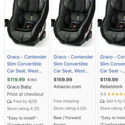 Brand New Never Open Graco Contender Slim Car seat For 90$ Firm 