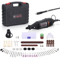Rotary Tool Kit with MultiPro Keyless Chuck and Flex Shaft -140pcs Accessories Variable Speed Electric Drill Set for Handmade Crafting Projects and DI