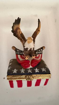 Patriotic Bald Eagle Trinket Box