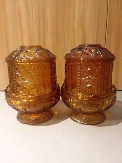 Vintage Amber Glass Fairy Lamps