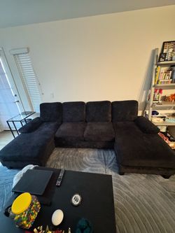 Black  Sofa/ Couch with Double Chaise