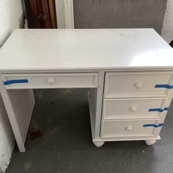 White (Birch Wood) Desk With Matching Chair 