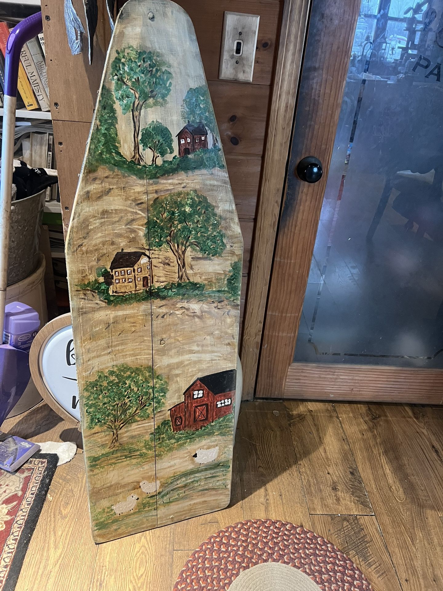 Hand painted wooden ironing board