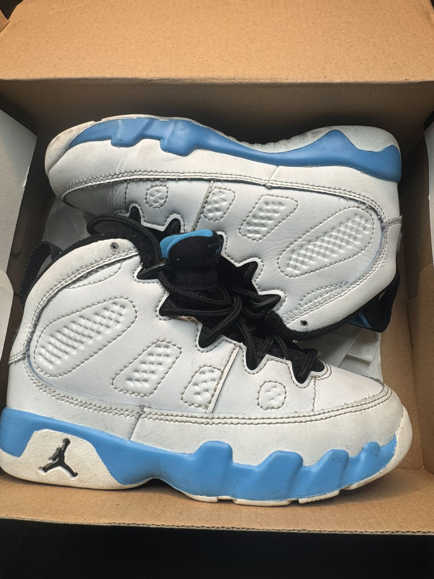 Jordan 9 Retro (PS) Kids Sneakers – Summit White / Black – Size 11C