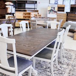 Nashbryn Gray-White Dining Room Set /Dining table and Chairs 