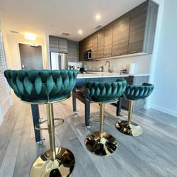 GREEN & GOLD bar stools - Also In Black, Pink & Blue 